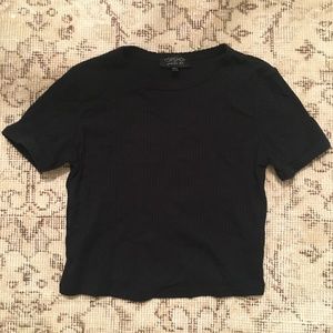 TOP SHOP ribbed crop top, black
